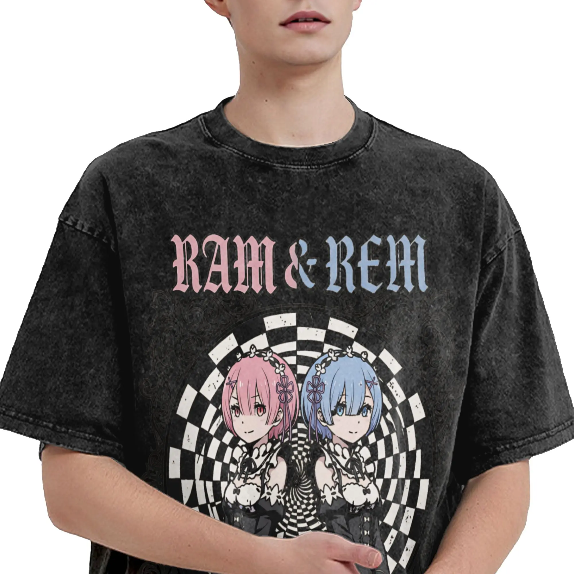 Harajuku Washed Shirt Re:ZERO Starting Life in Another world Merch Novelty T Shirt Oversize  Streetwear Short Sleeve