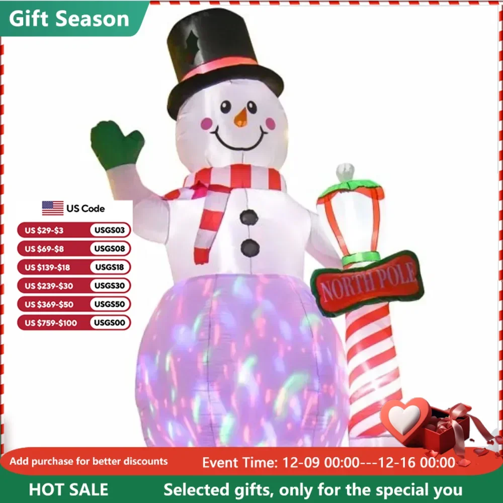 Christmas snowman, snowman inflatable toy to create a festive atmosphere, 4 B2 LED lights and 1 IC control color light,Supplie