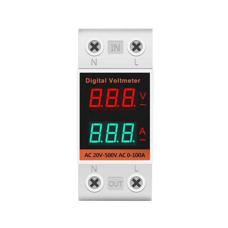 C45-2042VA AC Current LED Digital Display Voltmeter AC60~500V AC0.00~99.9A Home Rail Type