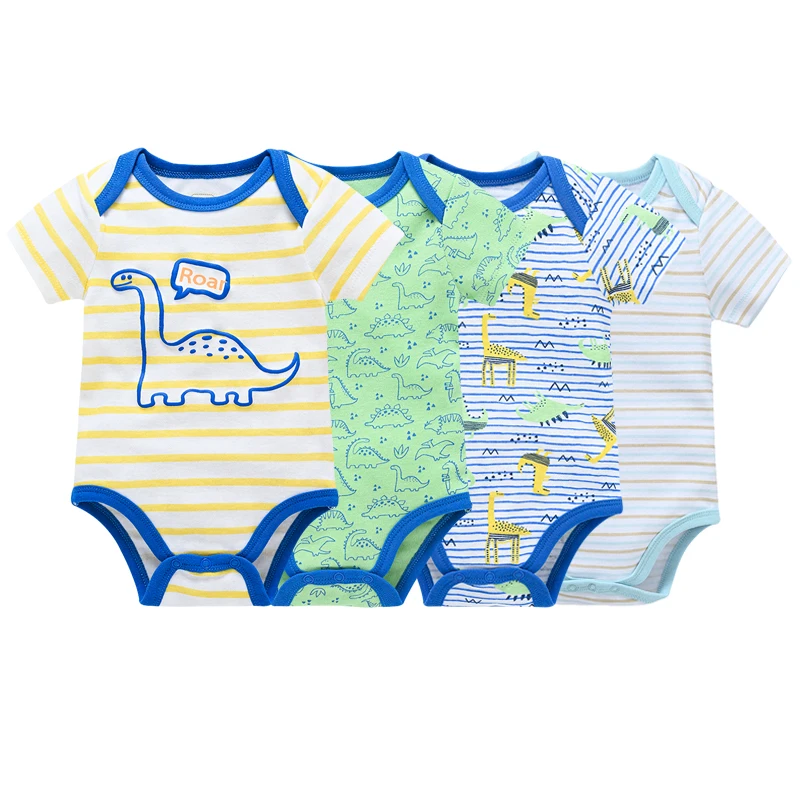4 шт./компл., одежда для малышей, комбинезон для девочек, боди из 100% хлопка Bebe, одежда для младенцев с единорогом, комбинезон с короткими рукавами для детей 0-12 месяцев