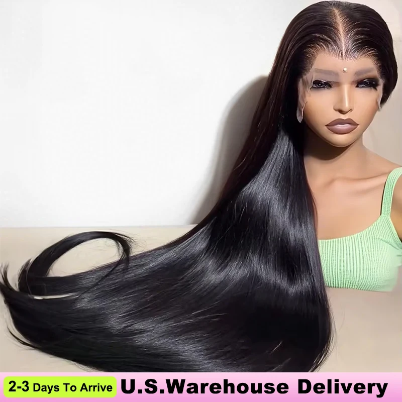 

40 50-дюймовый прямой парик из человеческих волос 13x6 Raw HD Lace Frontal Парики из 100% человеческих волос 250 Плотность Lace Front Предварительно выщипанный парик с застежкой