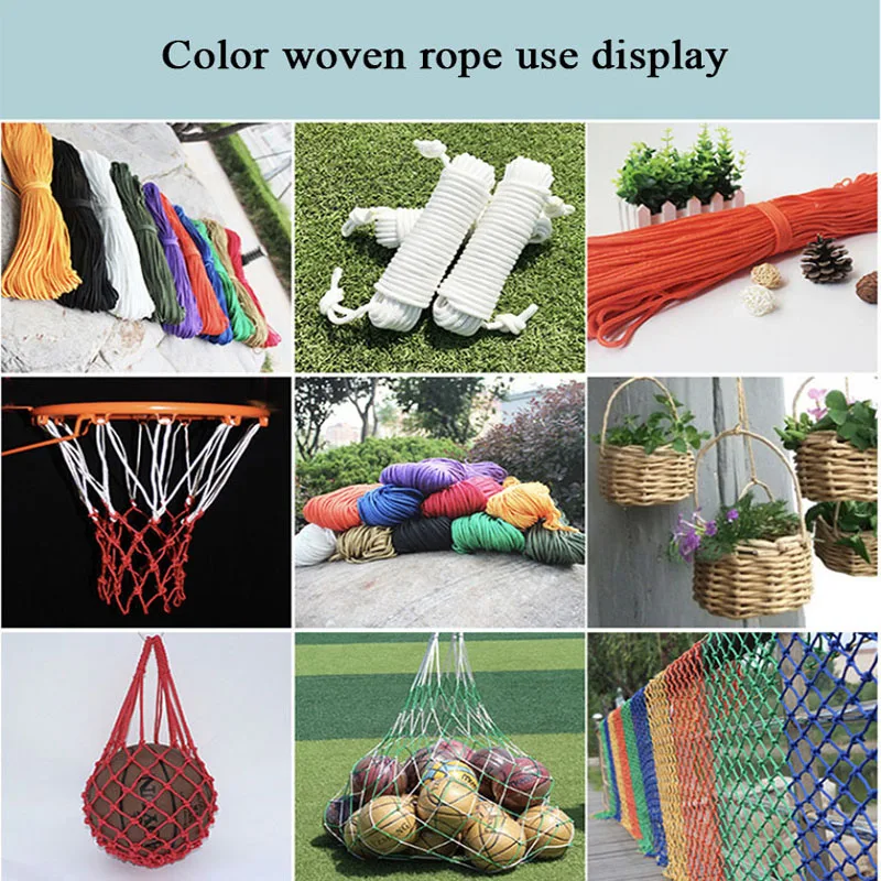 4-8mm Outdoor Colorful Nylon Hand-Woven Rope Tent Canopy Wind Rope Clothesline Bundled Rope Swing Sling Rope Camping Tools