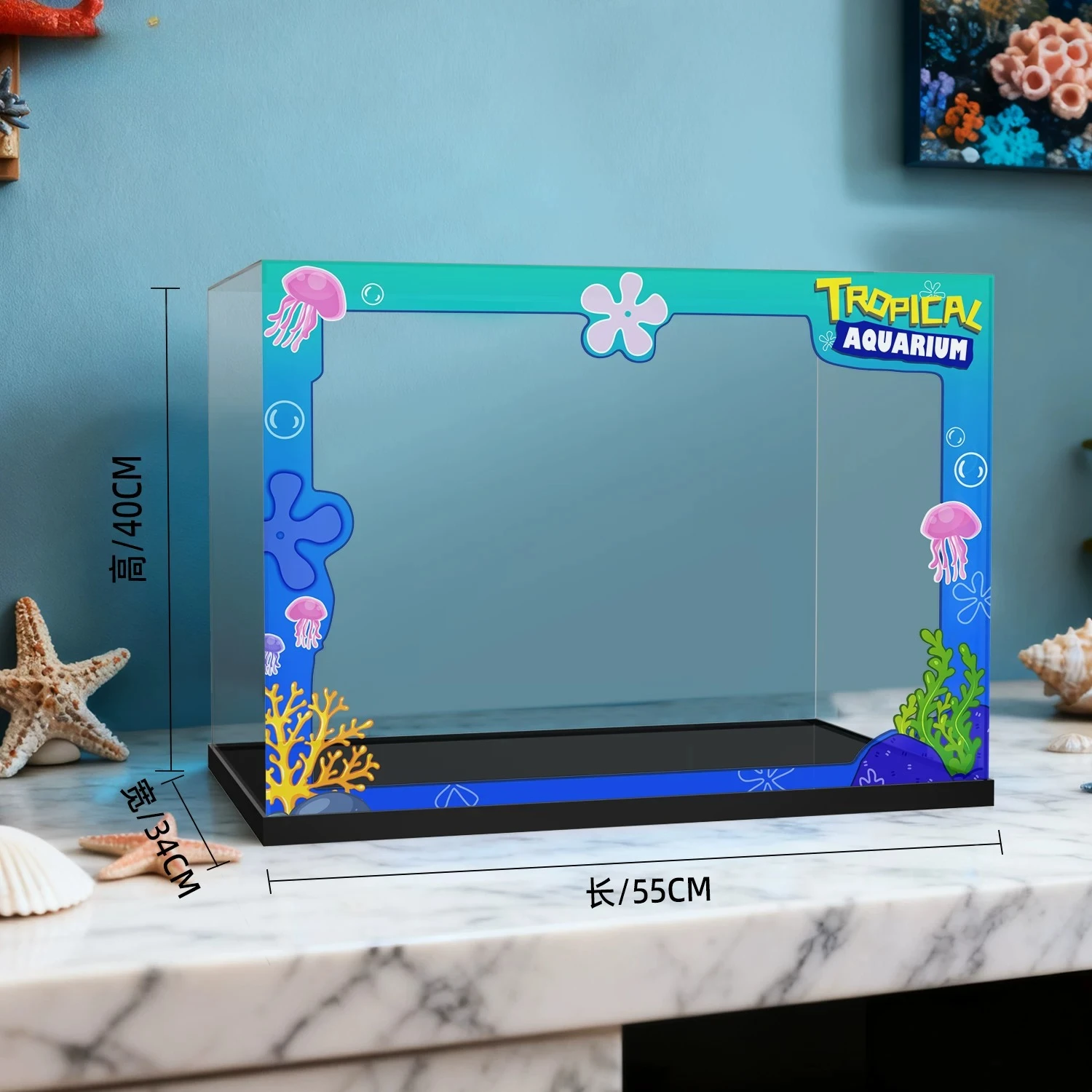 Acrylic transparent display box -used for storing and organizing Lego 10366 tropical aquarium fish tank with dust-proof function - view 5