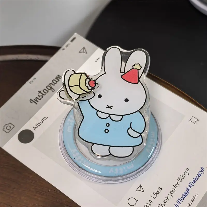 Miffy Kawaii Anime Cartoon Rabbit Cute Interesting Magnetic Attraction Mobile Phone Bracket for Magsafe Desktop Support Frame view 4