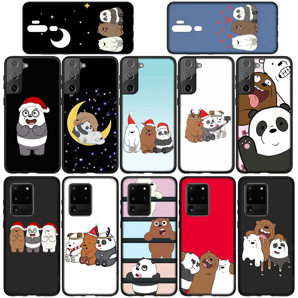 Wesołych świąt Panda Cartoon miś pokrowiec na Samsung Galaxy S24 S23 Fe Ultra Plus A55 A35 A24 A25 A15 A05 M55 etui na telefon