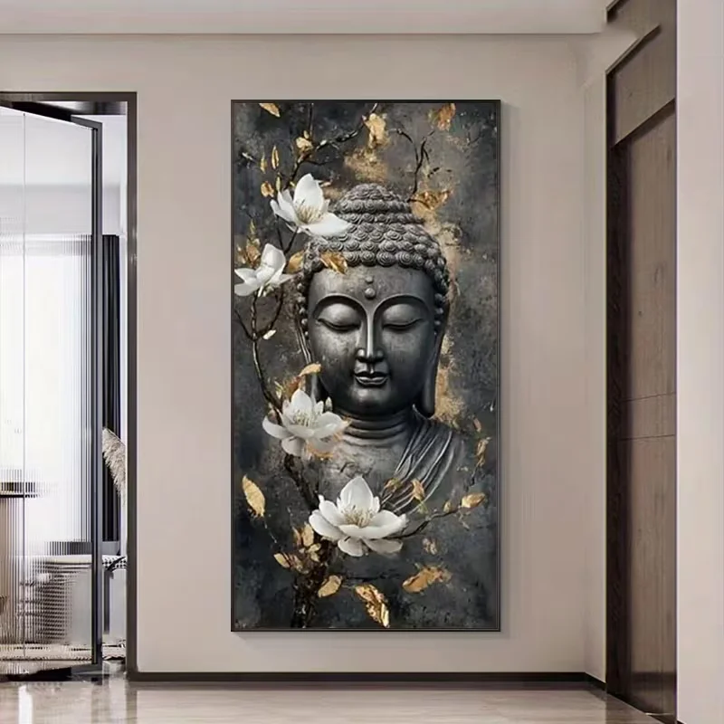 Zen Buddhist Magnolia Flower,DIY Diamond Painting Cross Stitch Kit Full Square Round Diamond Embroidery Art For Home Decor