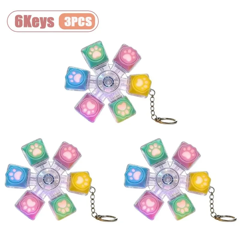 Rotating cat paw keycap mechanical keyboard keycap soft silicone keychain decompression fingertip gyro decompression toy button