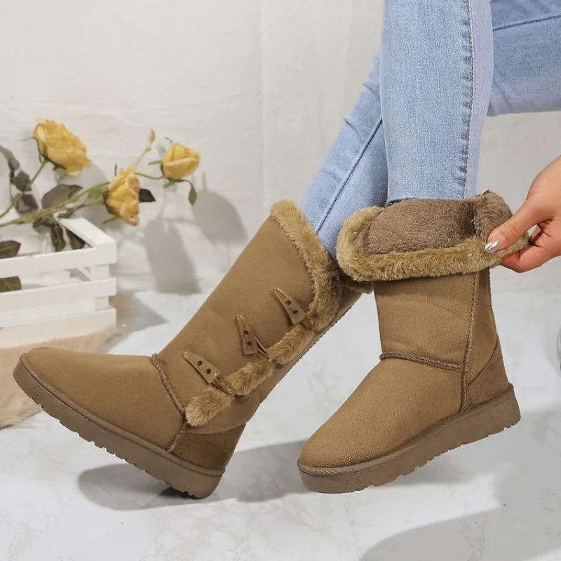 Classic Plush Snow Boots and Calf Women's Boots Wool Women's Boots Warm Winter Shoes 2024 Winter New Women's Shoes D84