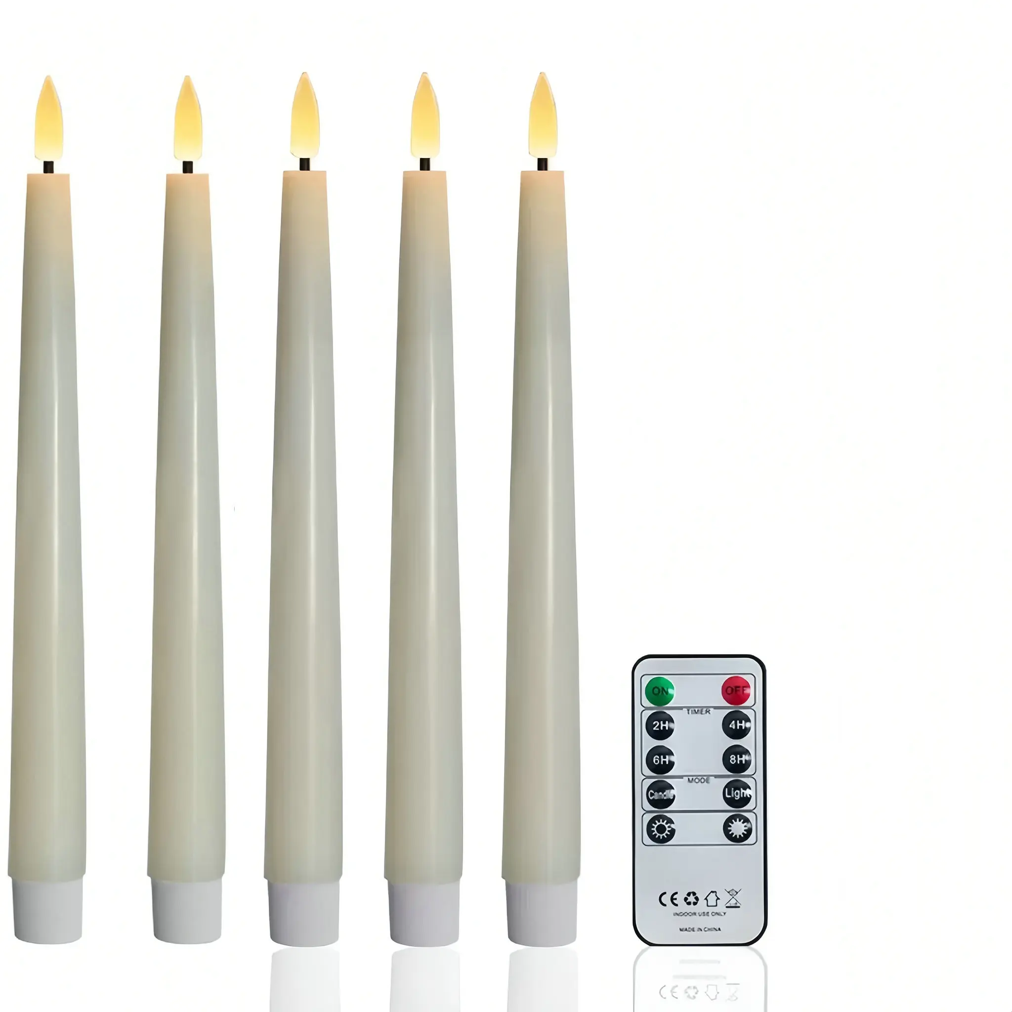 Flameless Taper Candles 3D Wick 9.6
