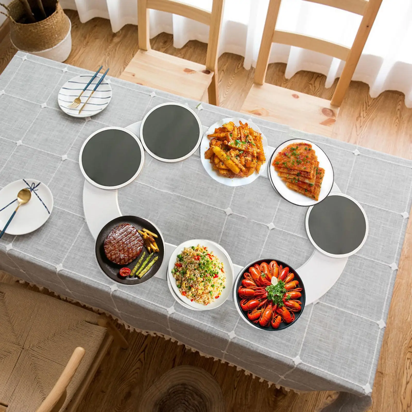 

Kitchen Dining Table Rotating Tray Rotating Meal Tray Non Skid Convenient Revolving Platter Rotating Plate Helper for Kitchen