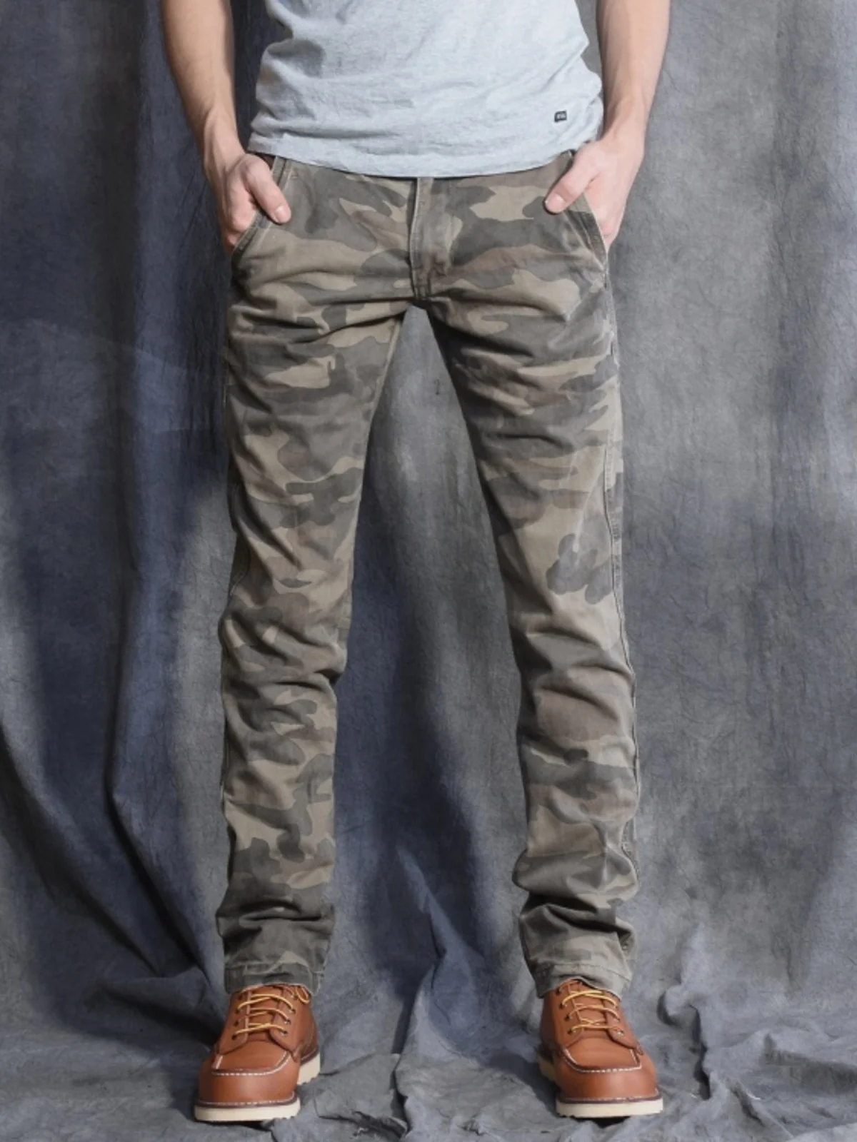 

Облегающие повседневные брюки из чистого хлопка с камуфляжем, мужские весенне-осенние повседневные брюки Ameika с прямыми штанинами Faion Urban Sle