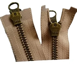 5# 70cm to 90cm Long Vintage YKK Metal Zipper Camel Bronze  Double Open End Two-way Fastener for Jacket Sewing Accessories