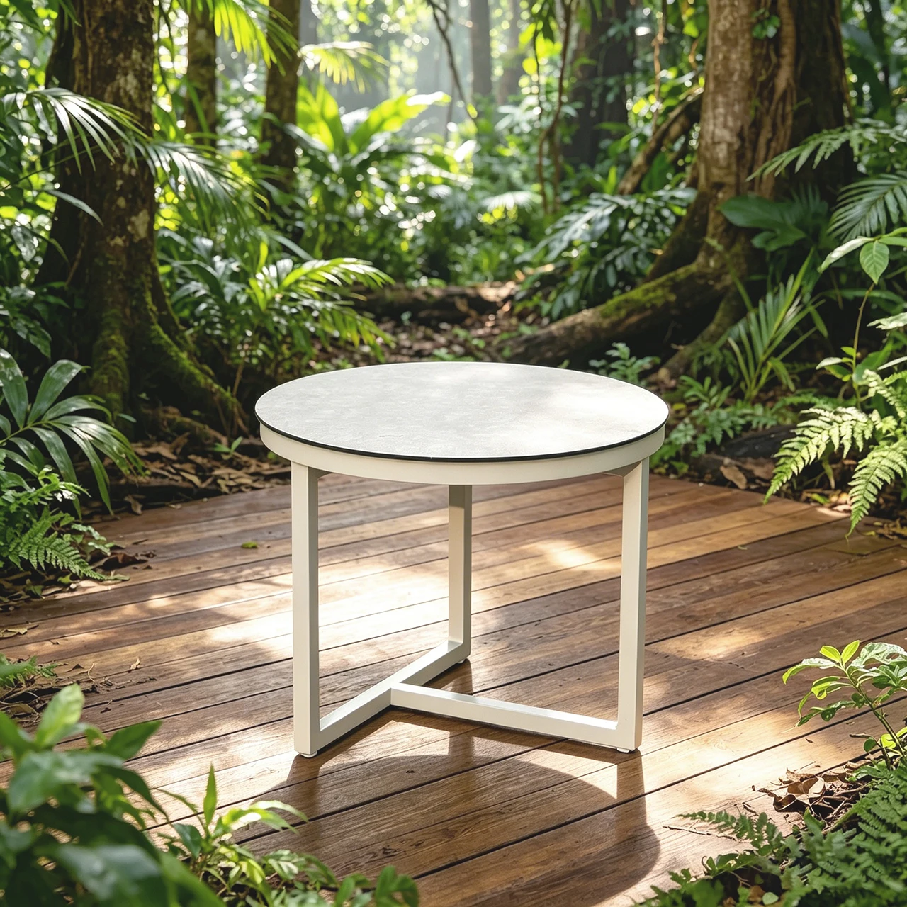 do-  Shape Modern Aluminum Sintered Stone Tabletop Round Coffee Table for Outdoor Furniture-Use in Garden