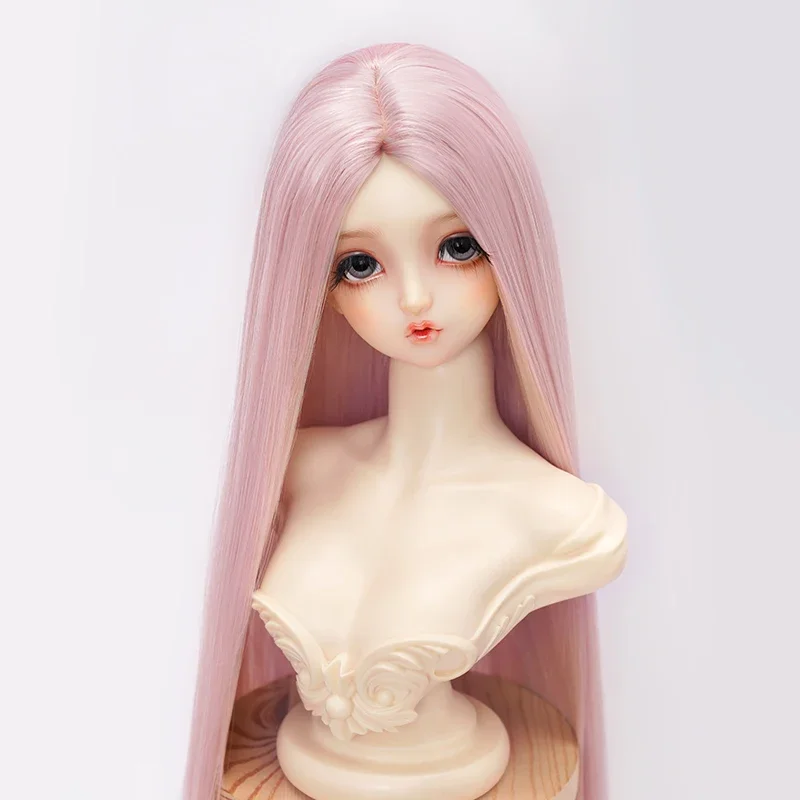 Peluca de muñeca para muñeca Bjd 1/3 1/4, juguetes para niña, seda suave, pelo liso de longitud media, accesorios para muñecas para jugar a las casitas, sin muñeca