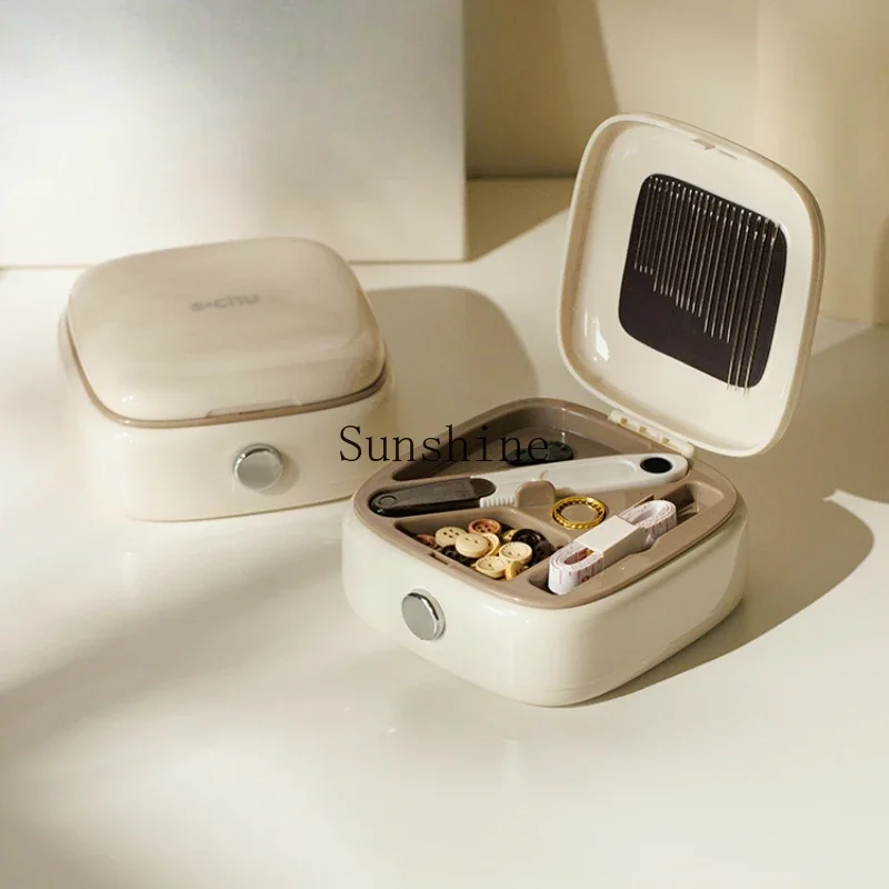 Magnetic suction new cream wind sewing box household high-quality family high-end sewing artifact