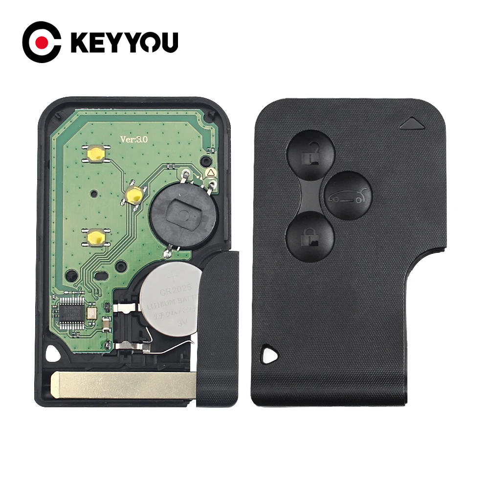 KEYYOU 433mhz PCF7947 Chip ID46 3 Button Remote PCB Ultrasonic For Smart Key Card for Renault Megane II Scenic II Grand Scenic