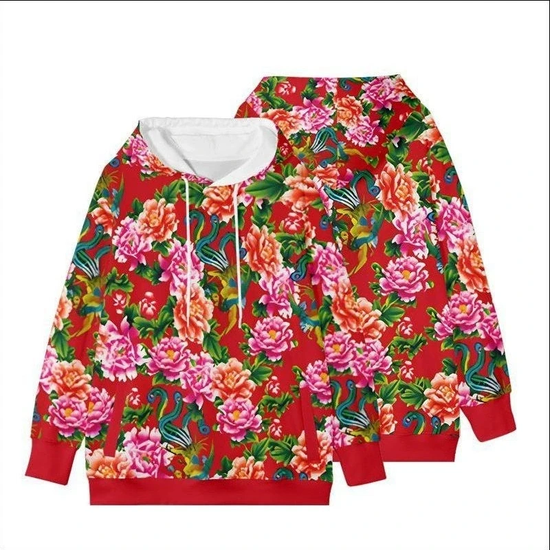 

Men's 3d Print Floral Hooded Sweatshirt Chinese DongBei Style Flowers Graphic Hoodie Long Sleeves Pullovers Tops Women Clothes