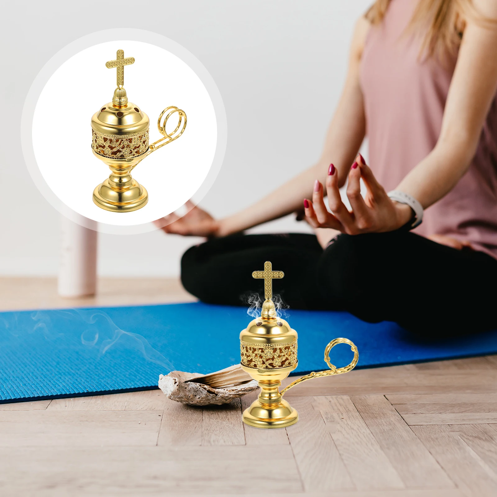 

1pc Metal Incense Burner Silver Small Lightweight Portable Aromatherapy Furnace Desk Home Decor Bedroom Yoga Studio Middle East