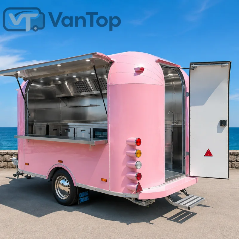 Stainless Steel Food Trailer Mobile Food Truck Trailer Commercial Kitchen Concession Trailer for Sale USA EU Standard