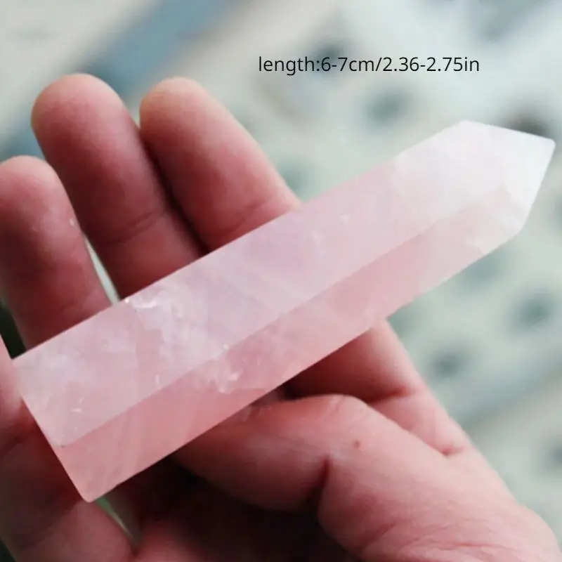Natural Rock Pink Rose Quartz Crystal Wand Point Healing Stone 60 to 70mm