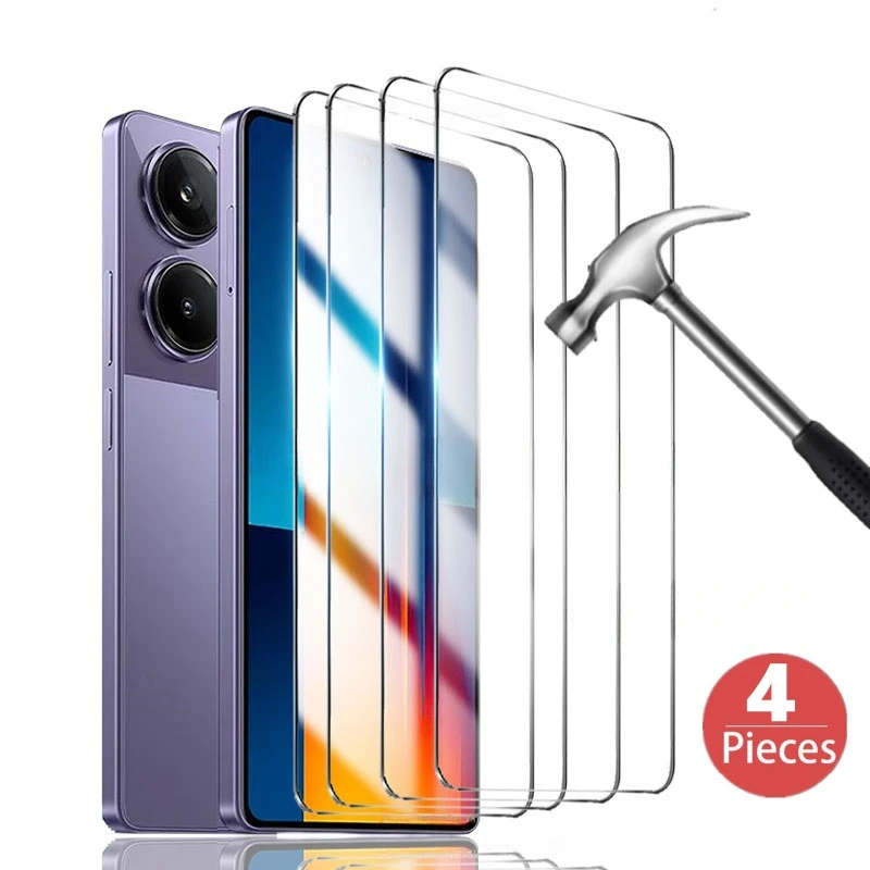 

4 шт. закаленное стекло для Xiaomi Poco M6 X6 Pro 5G X5 9H HD, прозрачный защитный экран с полным покрытием