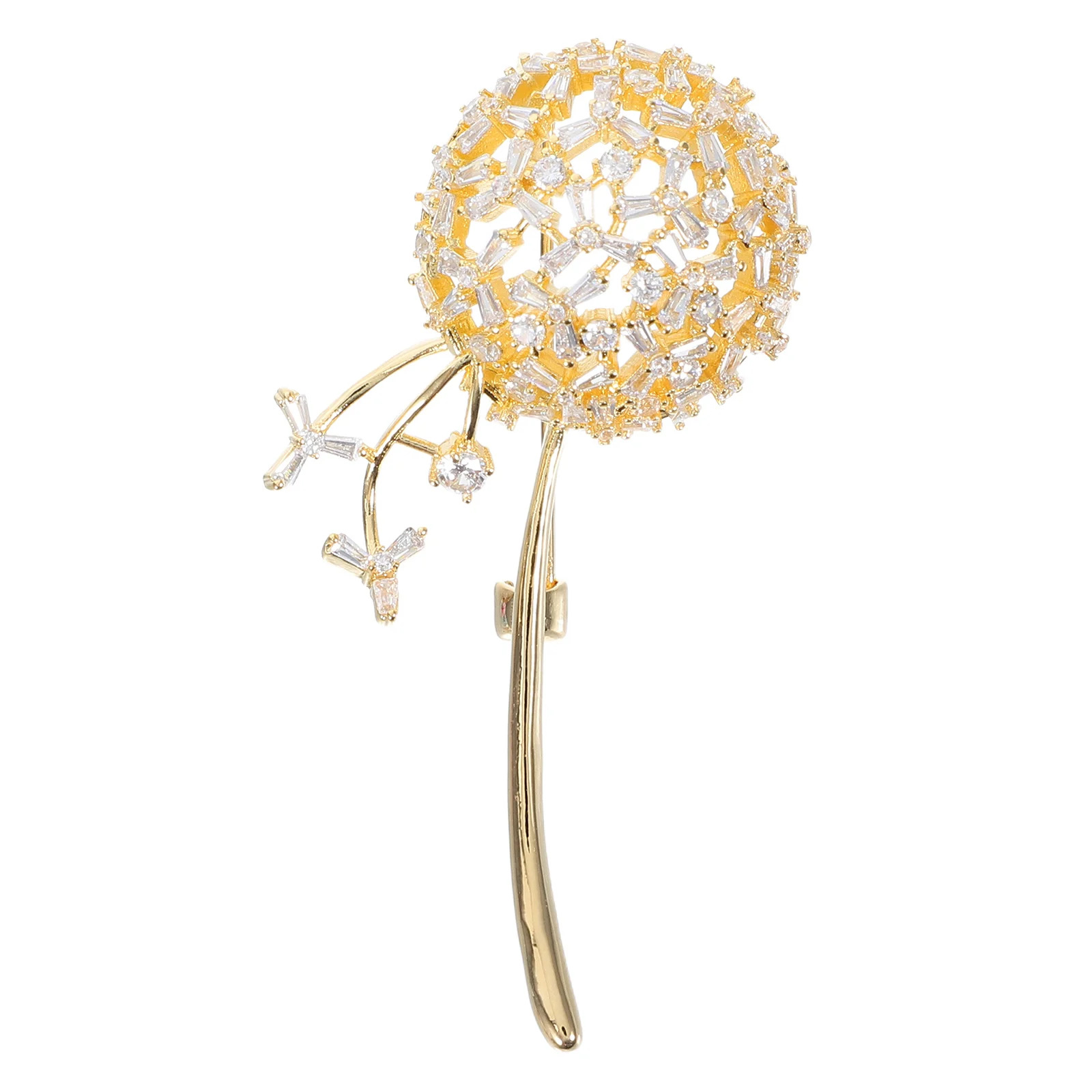 

Elegant Dandelion Zirconia Brooch Women Fashion Dress Collar Clip Shawl Scarf Pin Jewelry Accessory Cardigan Lapel Decorative