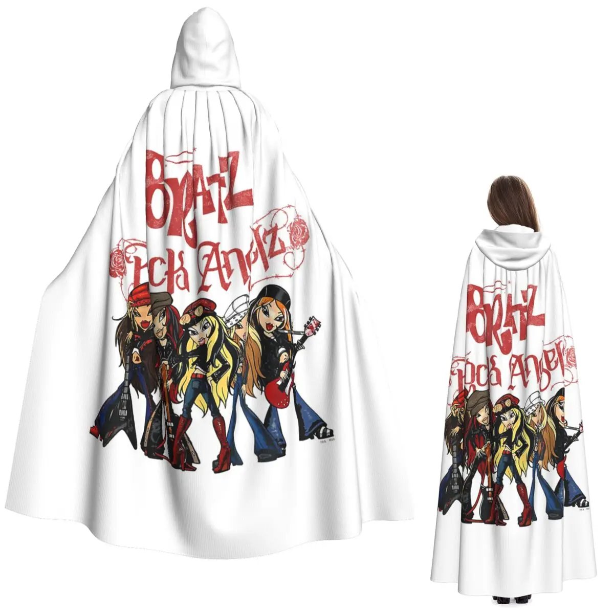 

Bratz Rock Angelz Group Shot Long Hooded Cloak Witch Medieval Costume Cosplay Cape HalloweenParty Adult Unisex