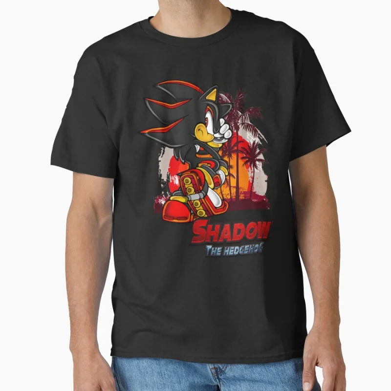 

1021 Sonic Shadow the Hedgehog Gift T shirt for man Large size Tops Anime Graphic Print Y2k Clothes Cartoon Tee