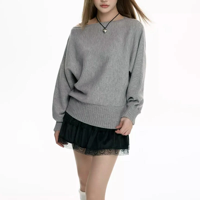 

Женский джемпер с асимметричной драпировкой, вязаный джемпер на одно плечо, с затянутой талией и манжетами