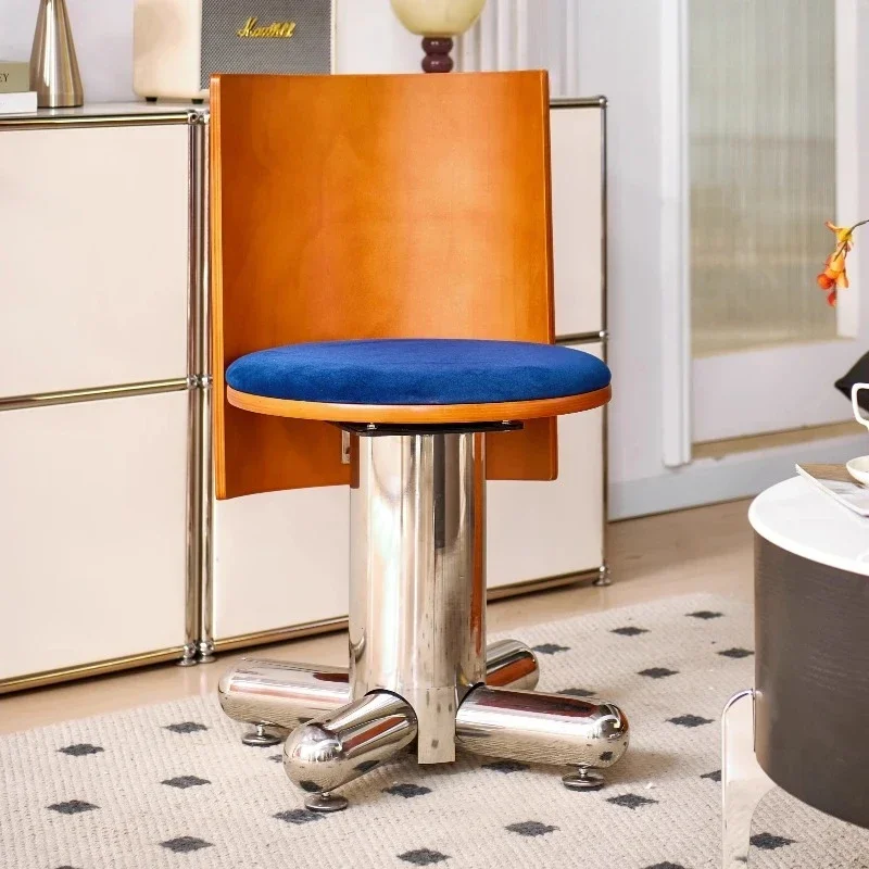 Dining chair stainless steel Bauhaus style designer light luxury niche medieval