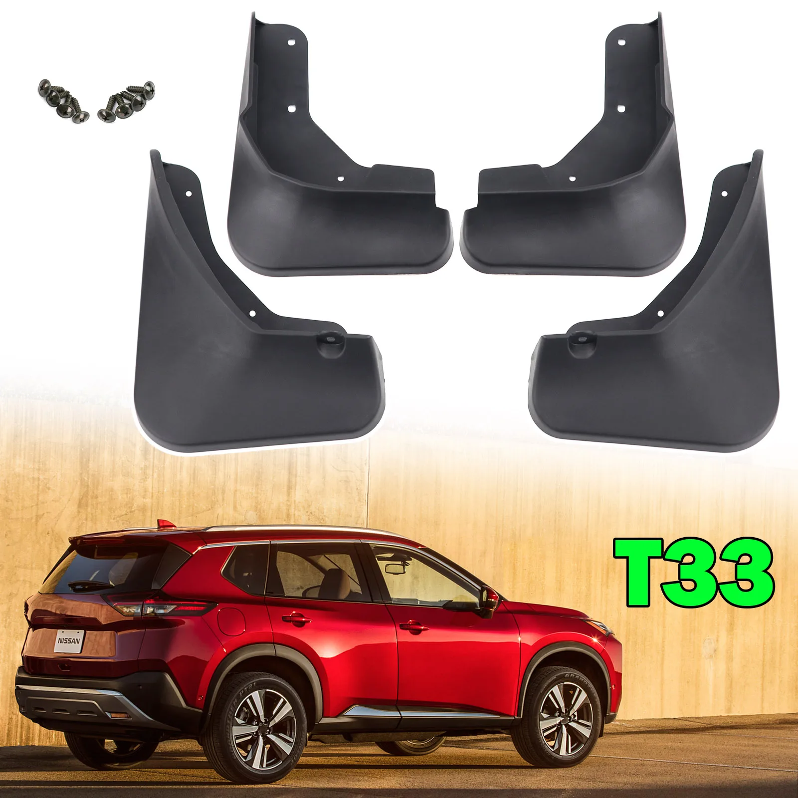 

4pc For Nissan Rogue X-Trail XTRAIL T33 2021 2022 Car Molded Front Rear Splash Guards Mud Flaps Mudguards Protector Styling