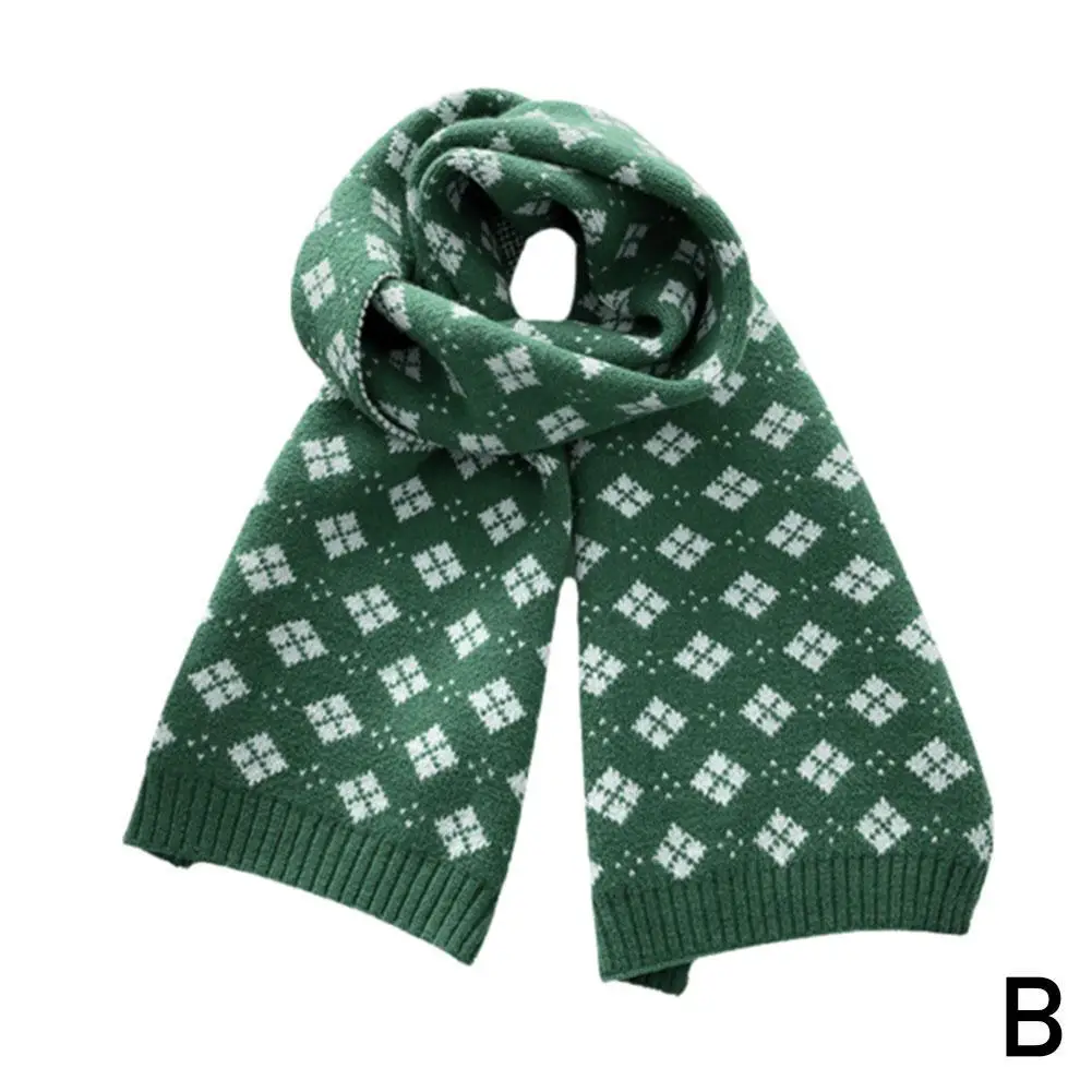 Christmas Present Knitted Red Scarf Women Men Autumn New Versatile Winter Warm Scarf Korean Year Version Student Gift H1P2