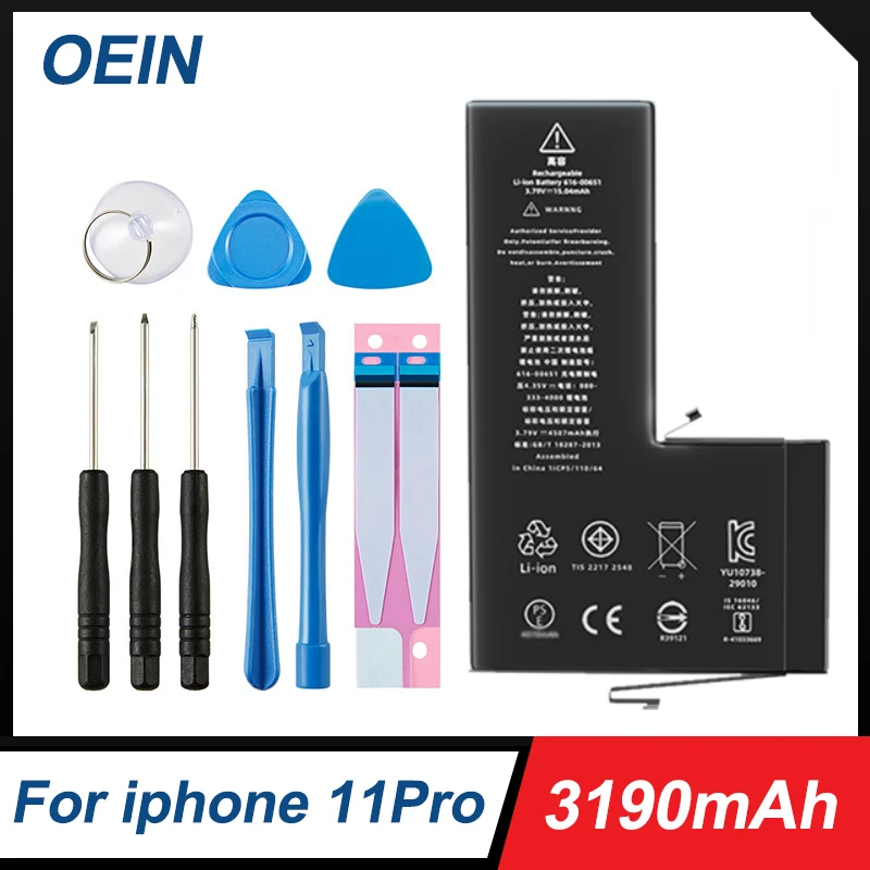 

OEIN Phone Battery For iPhone 11 Pro 11Pro iPhone11Pro Free Repair Tools Kit 3190mAh Original High Capacity Bateria Replacement