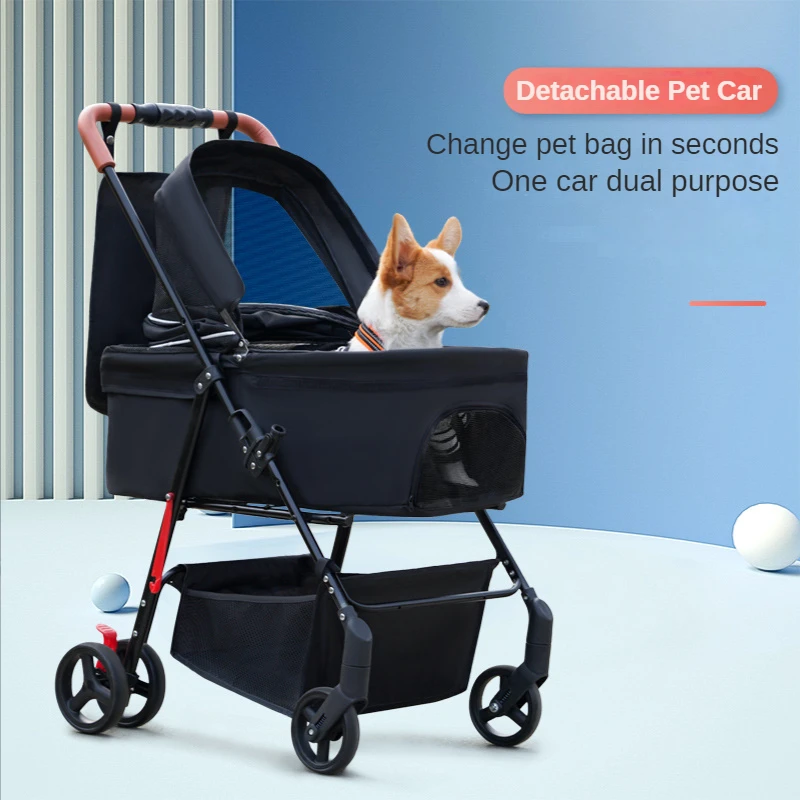 

Lightweight Dog Cart Foldable Detachable Pet Stroller for Small Dog and Cats Cat Trolley Carrier Load Bearing 20kg