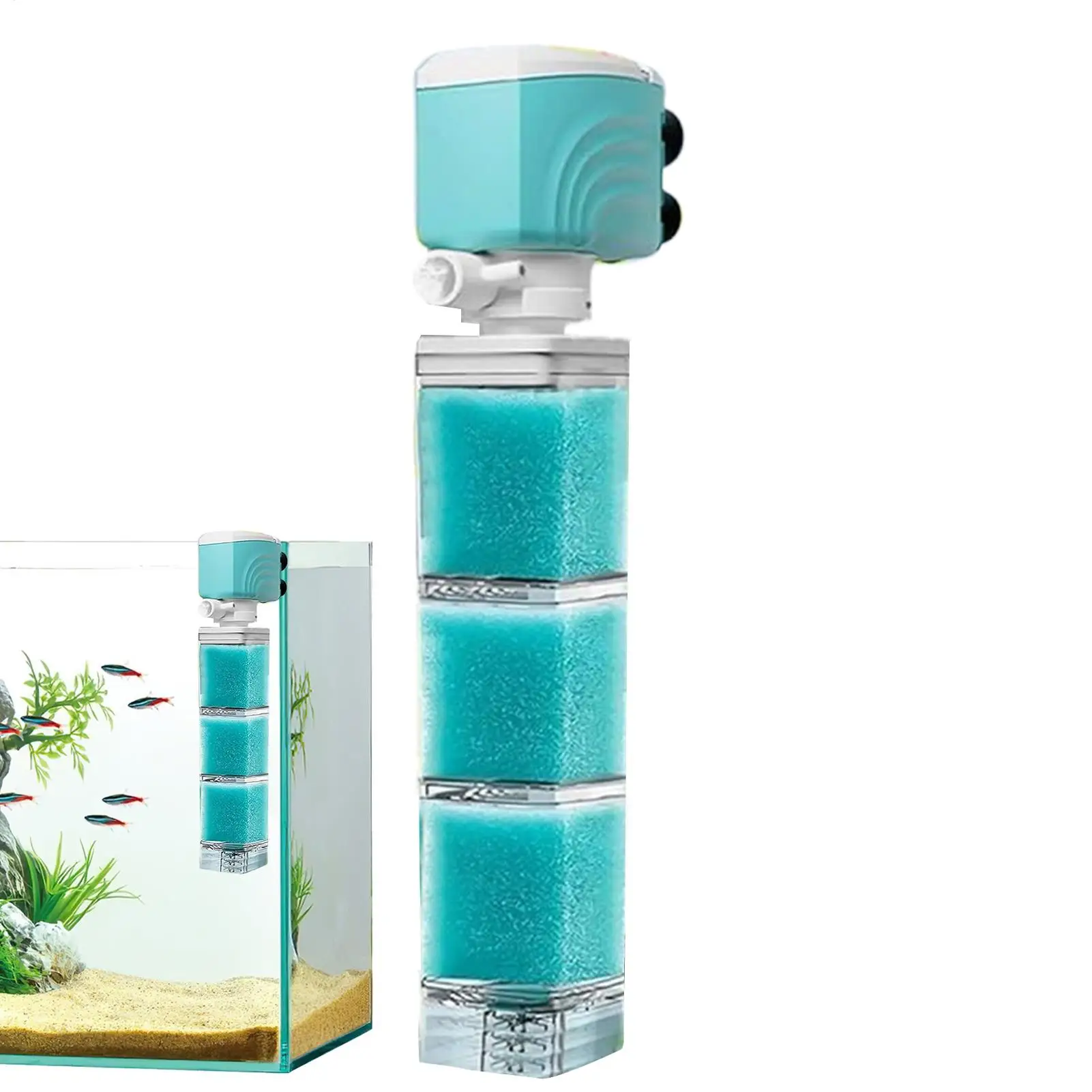 

Tank Filter Ultra Quiet Fish Tank Filtration Pump Add Oxygen Multifunction Internal Aquarium Filter Pump Accessories