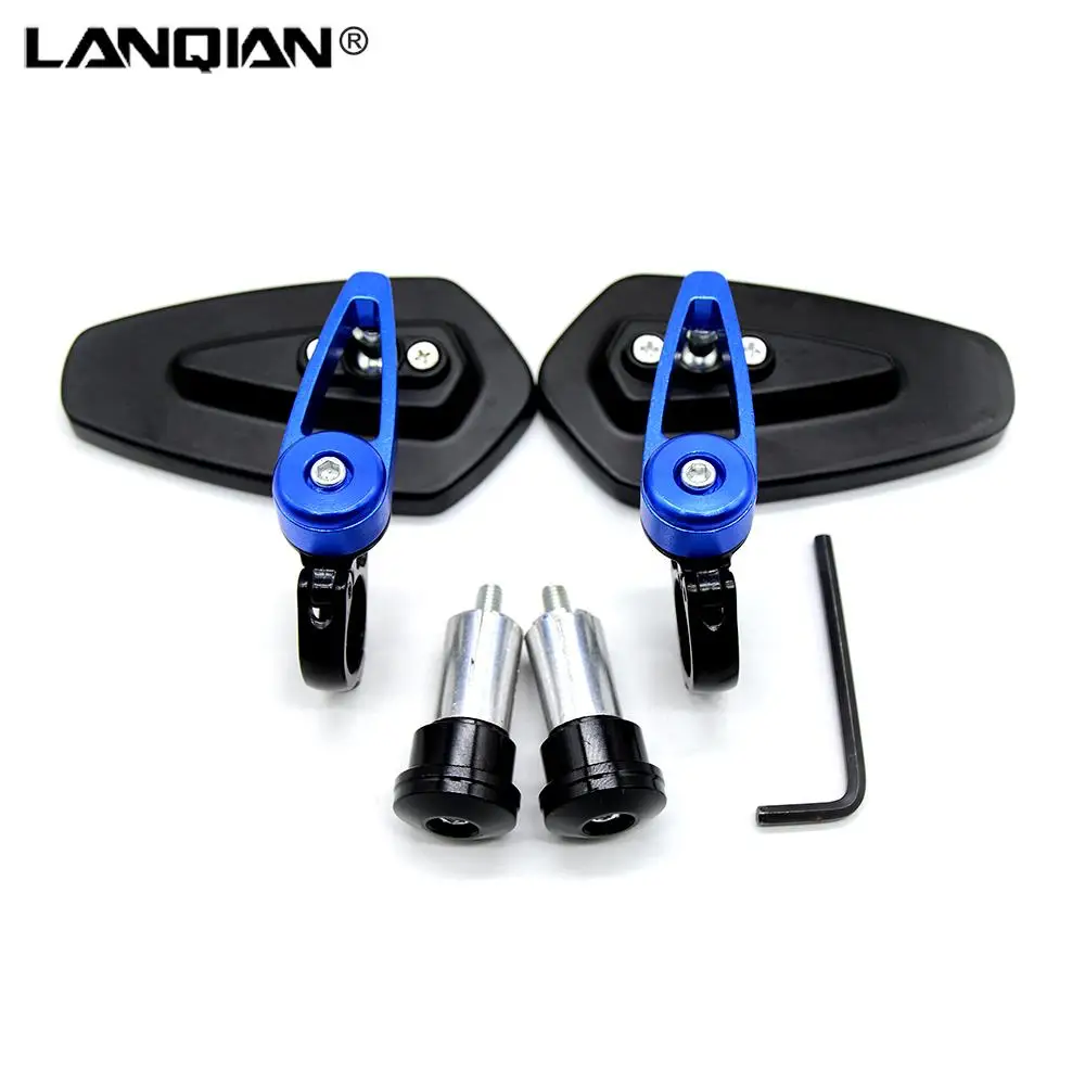 Motorcycle Mirrors Handle Bar End Side Rearview Mirrors Blue Glass Cafe Racer For MOTO GUZZI 1200 SPORT AUDACE BREVA 1100 750