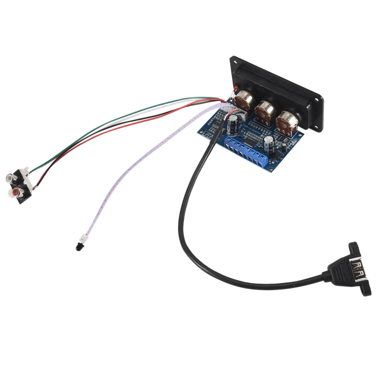 A51I 2.1 채널 디지털 앰프 보드 2X25W + 50W BT5.0 서브우퍼 DC12-20V 앰프 보드 + AUX 라인 + USB 케이블 + 원격 제어