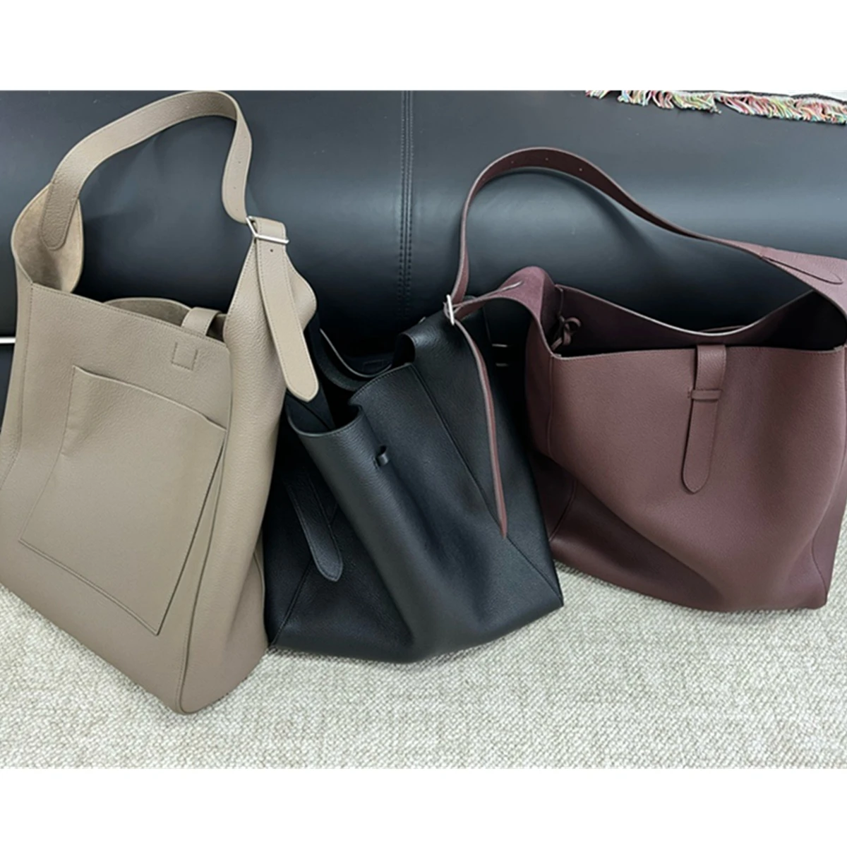 

Dave&Di French Style Fashionable Casual Leather Bag Minimalist Lychee Texture And Large Capacity Commuting Bag Women