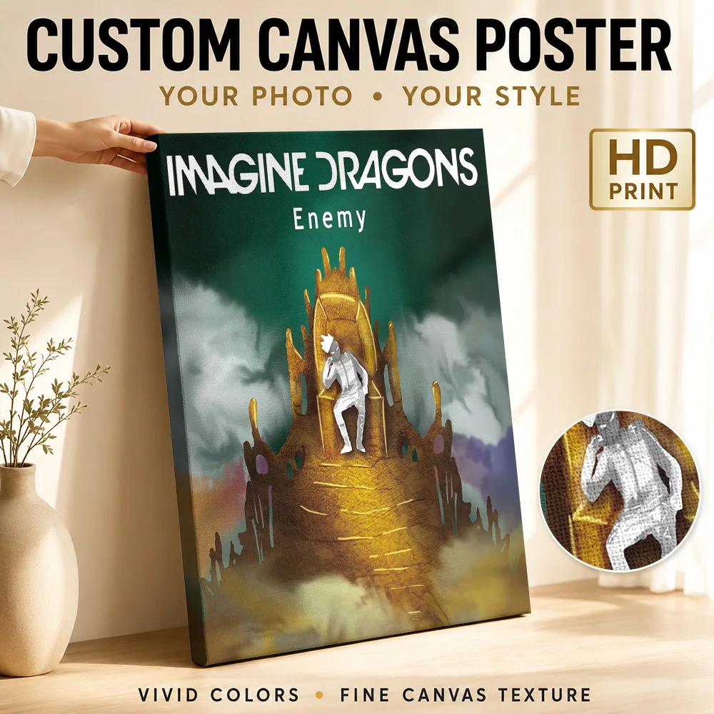 Imagine Dragons Enemy Figure Framed Canvas Poster Customized Photo Detailed Illustration Wall Art For Bedroom Listening Corner