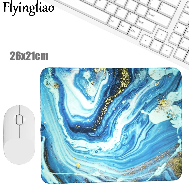 Blue Water Marble Mouse Pad Desk Pad Laptop Mouse Mat for Office Home Computer Keyboard Cute Mouse Pad Non-Slip Rubber Desk Mat