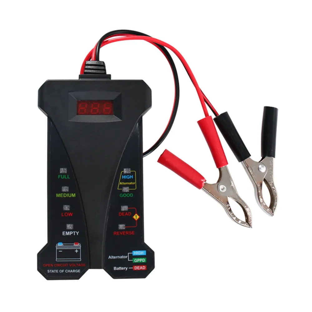 12V Digital Battery Tester Voltmeter and Alternator Charging System Analyzer with LCD Display and LED Indication 805A