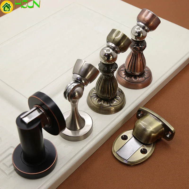 Ground suction zinc alloy antique drawing black door suction high magnetic toilet black door suction perforated wall suction