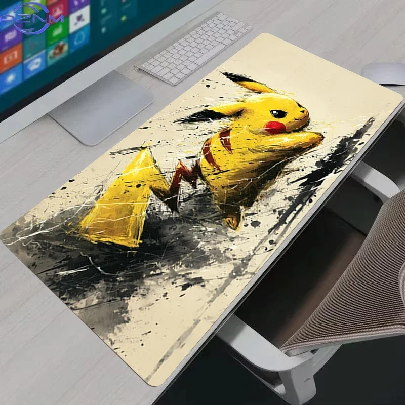 Yellow Electric Creature Ink Splash Graffiti Style Rubber Mouse Pad Non Slip Anime Gaming Desk Mat for Laptop Keyboard