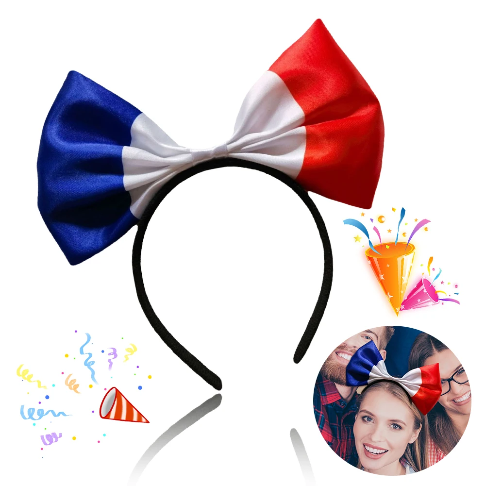 Fashion Bow Headband Lightweight Country Flag Hair Band Big Bowknot Headband for Women Ladies Girls
