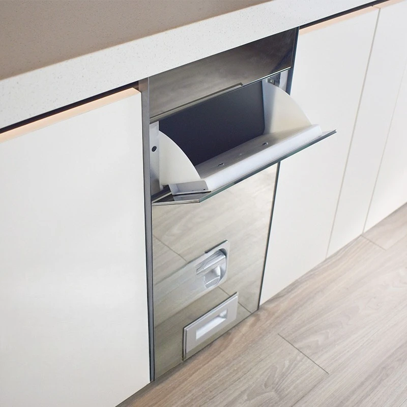 201 stainless steel embedded mirror rice box, electronic metering, insect-proof and moisture-proof kitchen rice storage cabinet