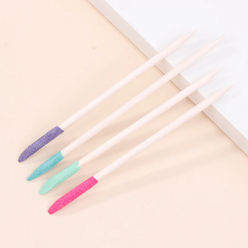 10Pcs Nagel Schleifen Holz Kies Stick Nagel Peeling Strass Pickup Stick Maniküre Drücker Entferner Doppel Kopf Pediküre Werkzeug