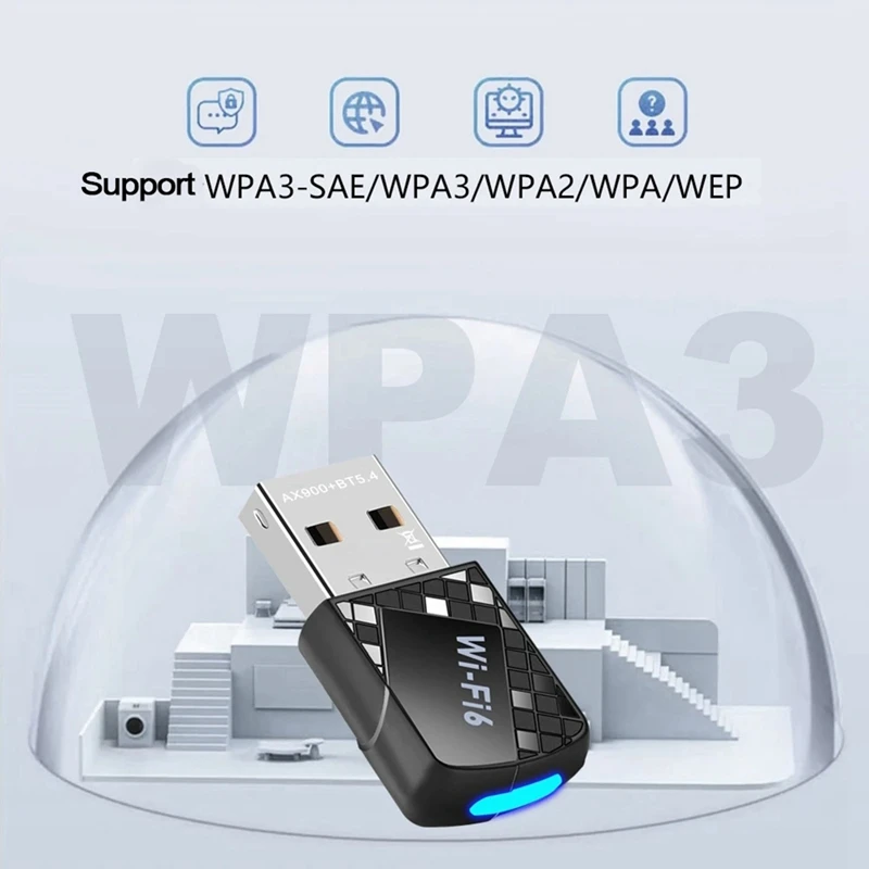 AX900 USB Wifi 6 Bluetooth 5.4 Adapter 2In1 Dongle Dual Band 2.4G&5Ghz Network Wireless Receiver DRIVER FREE For W10/11N01R