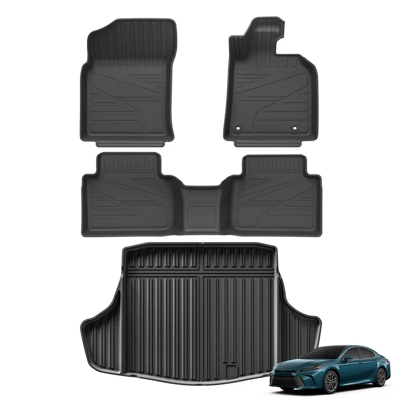Right Drive Use for Toyota Camry XV70 Hybrid Version 2018-2024 TPE Car Floor Mats Trunk Pad All-Weather Accessories Black