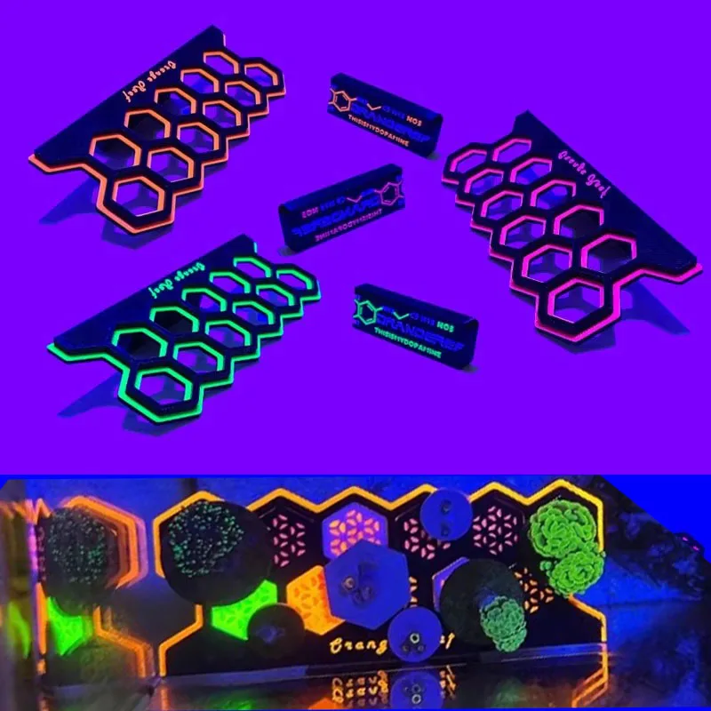 Fluoreszierender magnetischer Korallen-Frag-Steckerhalter, Lumineszenz-Korallen-Rack-Halterung, Aquarium-Dekorationen für 5–10 mm Glasstärke