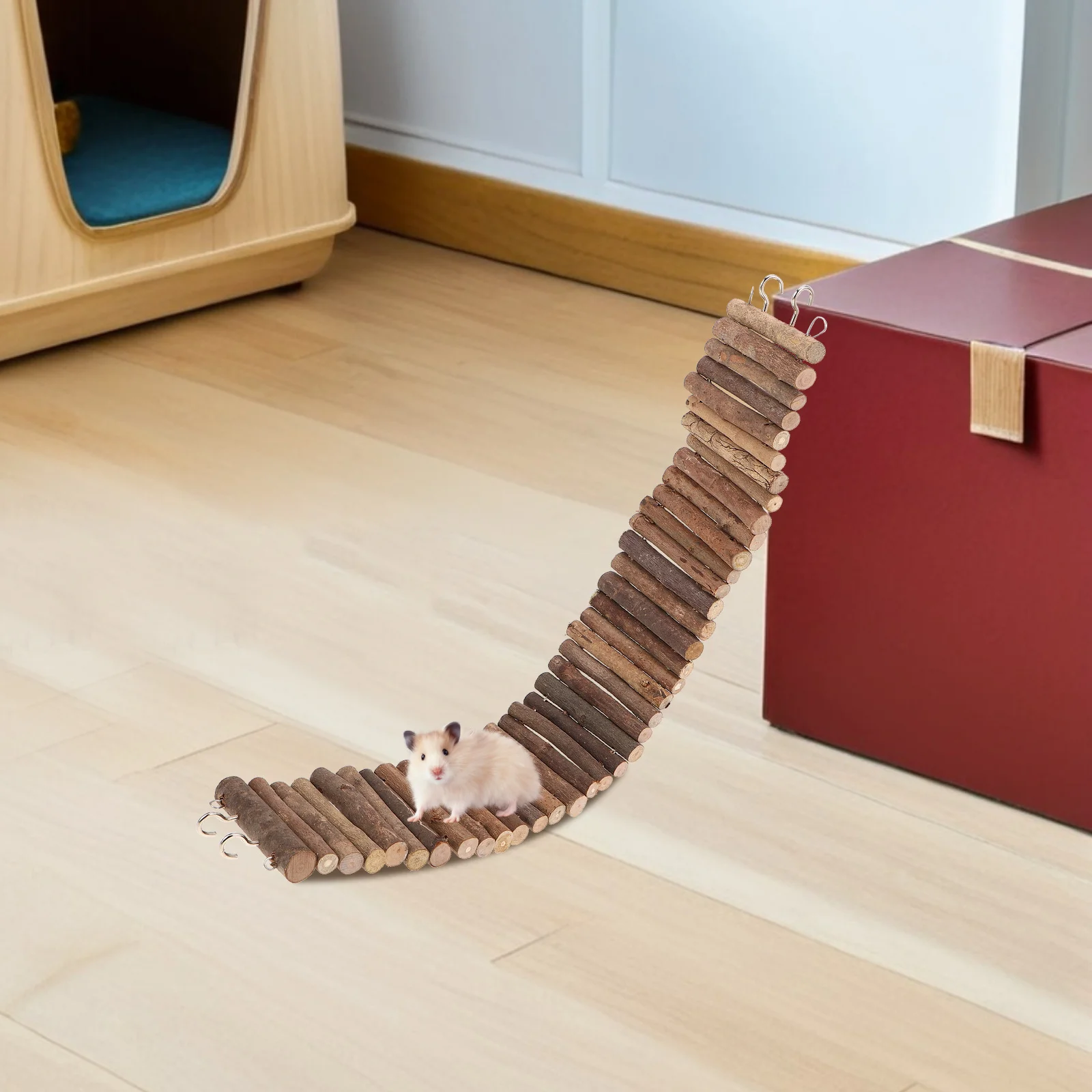 Pet Hamster Wooden Climbing Platform Small Animal Exercise Bridge Ladder Hideout Cage Accessory For Gerbils Mice Rats